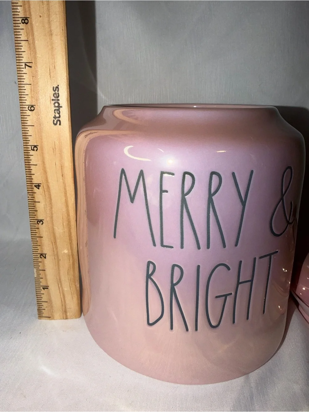 Rae Dunn Pink Iridescent Merry & Bright Canister Cookie Jar Christmas Decor